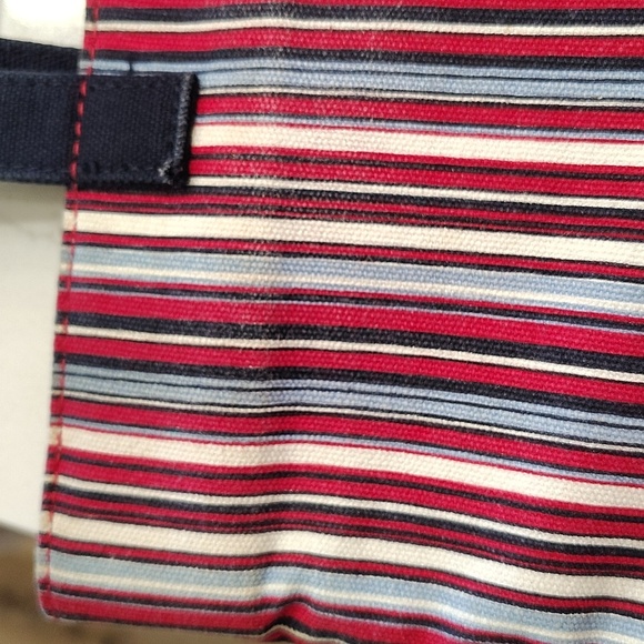 Eddie Bauer Patriotic red white and blue striped canvas small tote purse bag - Picture 9 of 9